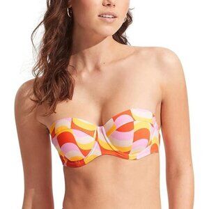 Seafolly Underwire Bustier Bralette Bikini Top Swimsuit Modern Take Mandarin NWT